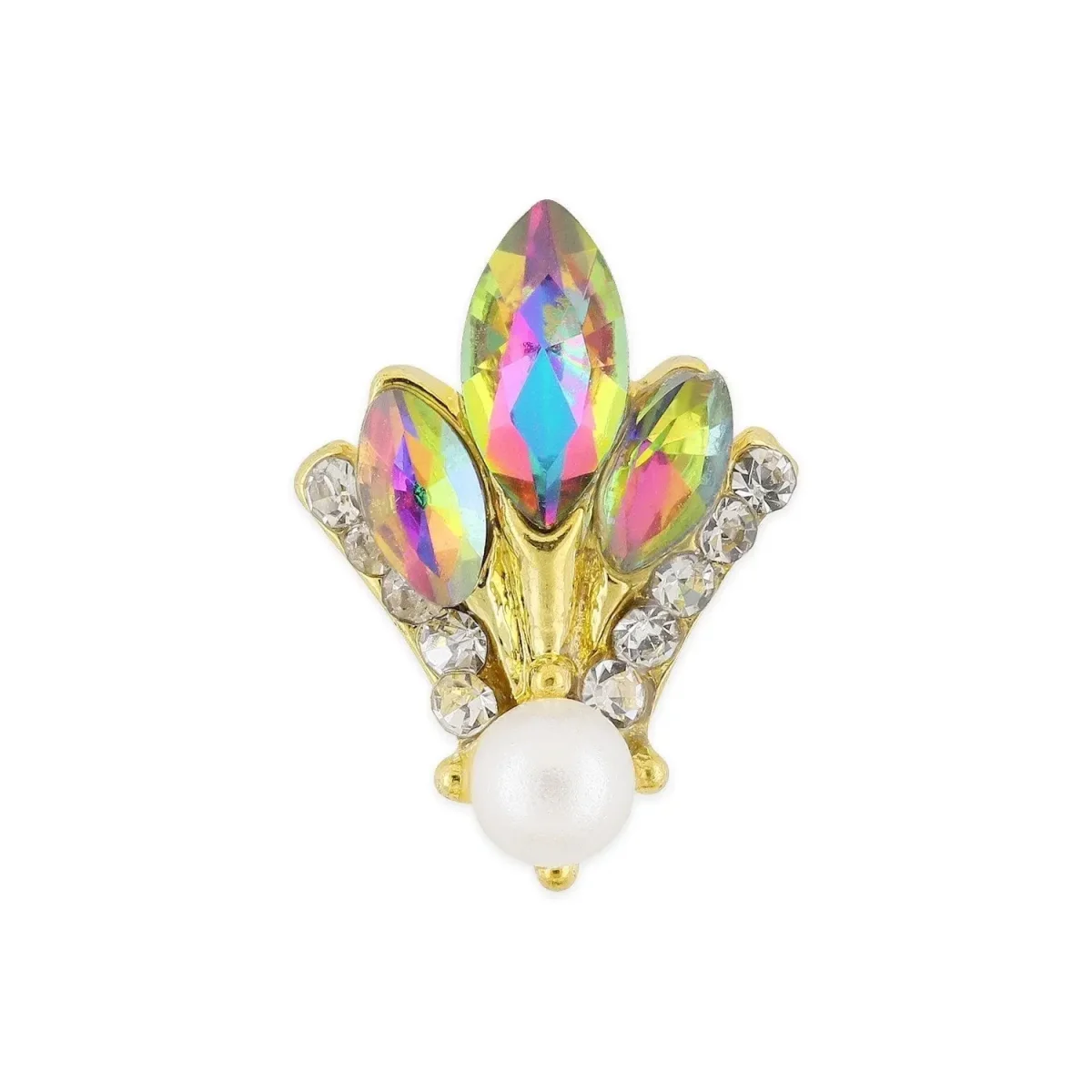 Pote com 10 Amuletos - Dourado, Cristal Multicolorido e Pérola Fleur-de-lis - Image 3