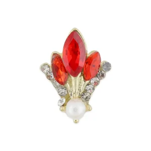 Pote com 10 Amuletos - Flor-de-lis em Ouro, Rubi e Pérola