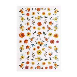 Folha de Autocolantes Metálicos - Flores Laranja