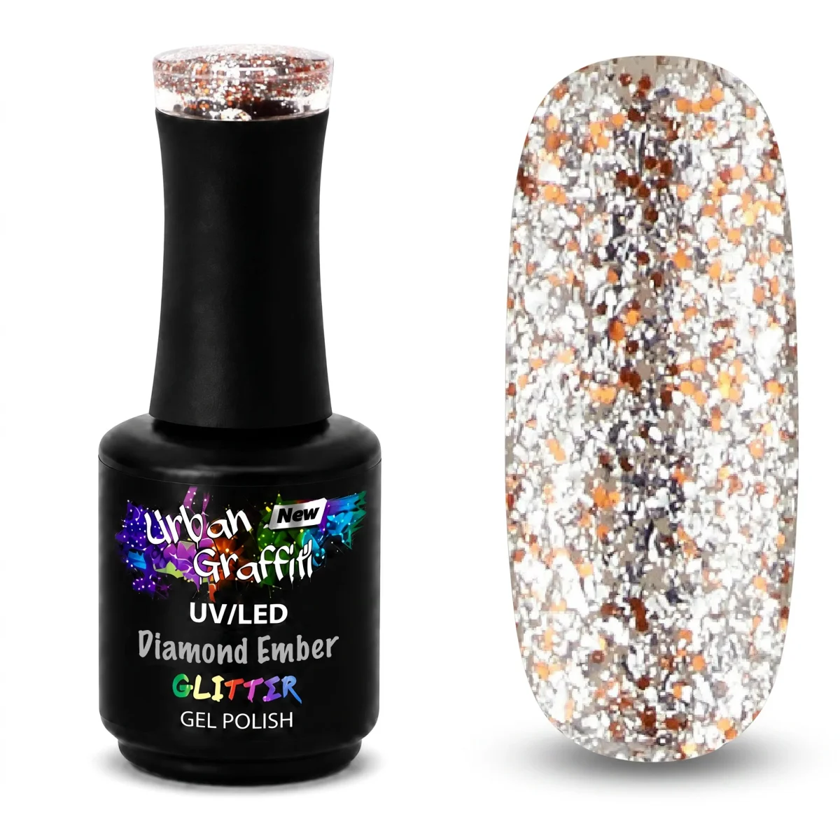 Diamond Ember - UGGP-A0911 Verniz Gel Prateado e Dourado com Glitter Urban Graffiti 15ml - Image 4