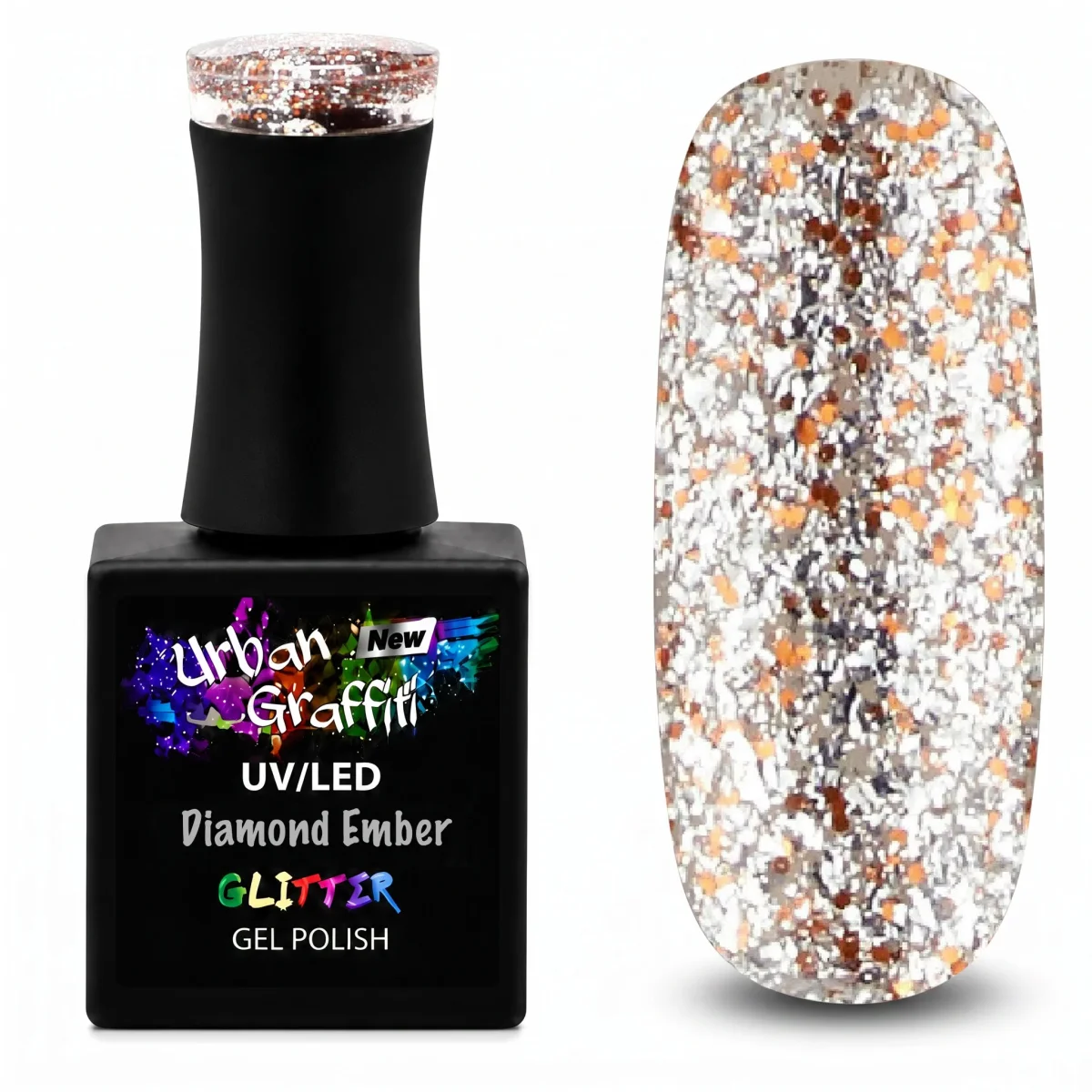 Diamond Ember - UGGP-A0911 Verniz Gel Prateado e Dourado com Glitter Urban Graffiti 15ml