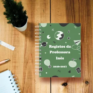 Agenda de Professora Personalizada Registos Verde