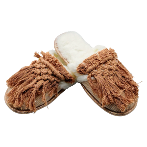 Pantufas em Macramé Rosa