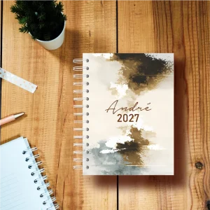 Agenda Diária – Masculina Abstrato Camel e Cinzas