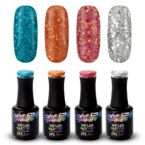 Coleção de Verniz em Gel com Glitter Grosso